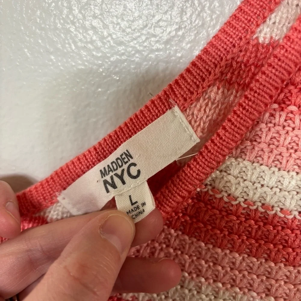 Steve Madden JR. Madden NYC Striped Coral and White Crochet Skirt Set M/L